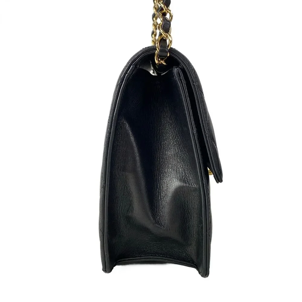 Chanel Single Flap Matelasse Shoulder Bag A03570 Black Gold Lambskin Hardware